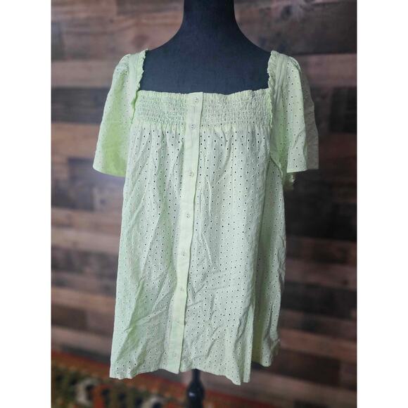 Modern Caffe Marrakesh Green Lace Blouse Size XL NWT - Picture 1 of 7